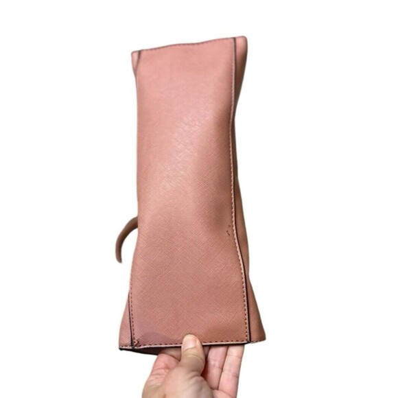 Pink top handle handbag unbranded gold tone accents zip close 10 x 12 inches - Picture 9 of 16